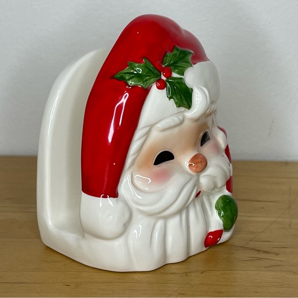 Vintage Norcrest Santa Claus Napkin Christmas Card Holder 4” Ceramic Japan - Picture 8 of 17